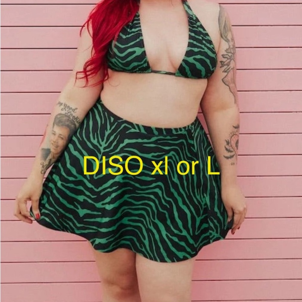 Sourpuss Green and Black Bikini Swimwear